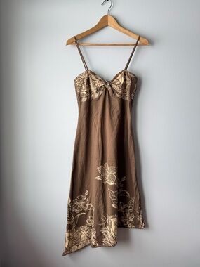 (L) Vintage Y2K Roxy floral brown slip dress